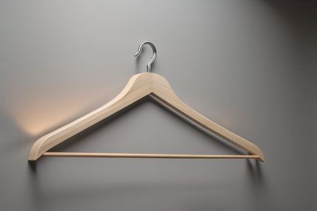 Wooden clothes hanger hanging on the wall. ai generativeの素材