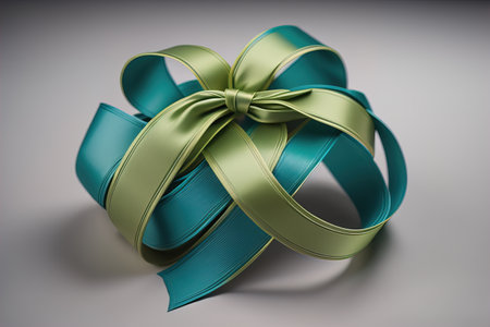 Shiny satin ribbon in brown color isolated on white background. ai generativeの素材