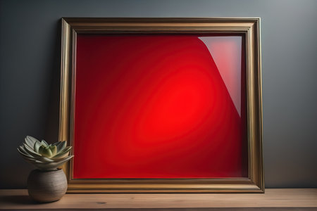 Glass picture frame on a solid color background. ai generativeの素材
