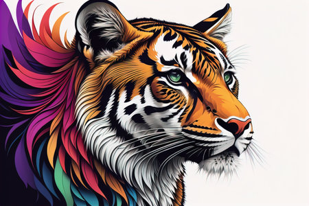 Tiger head with colorful background. ai generativeの素材