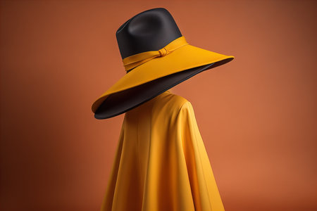 Stylish female hat on mannequin. ai generativeの素材