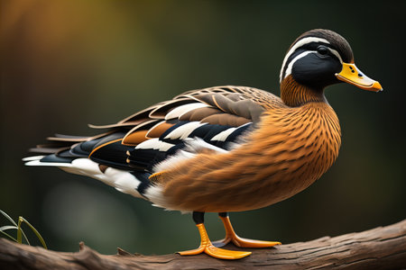 Beautiful duck on a solid color background. ai generativeの素材