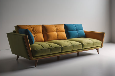 A creative, colourful, and stylish sofa in the interior, AI generatedの素材