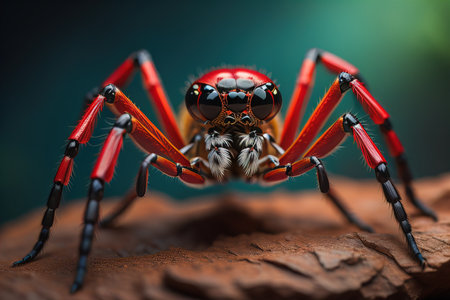 jumping spider closeup on solid color background, copyspace. ai generativeの素材