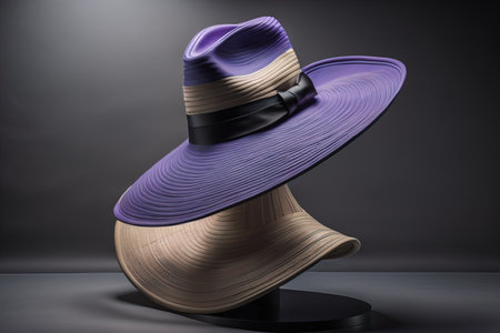 Stylish female hat on mannequin. ai generativeの素材