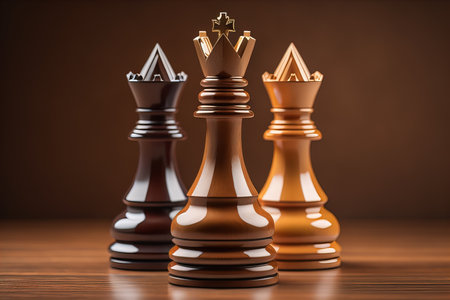 Different chess piece on a solid color background. ai generativeの素材