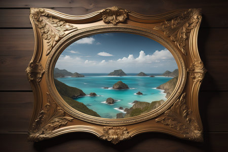 Glass picture frame on a solid color background. ai generativeの素材