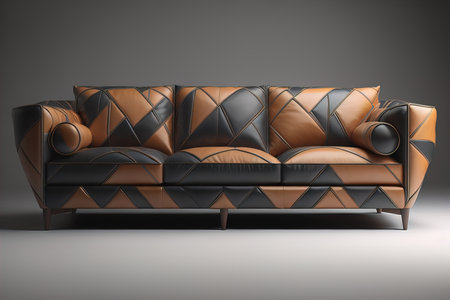 A creative, colourful, and stylish sofa in the interior, AI generatedの素材