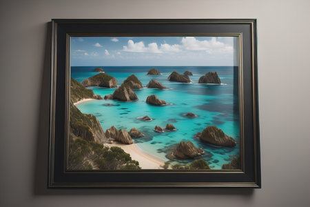 Glass picture frame on a solid color background. ai generativeの素材