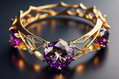 Jewelry ring with precious stones. Jewelry background. ai generativeの素材