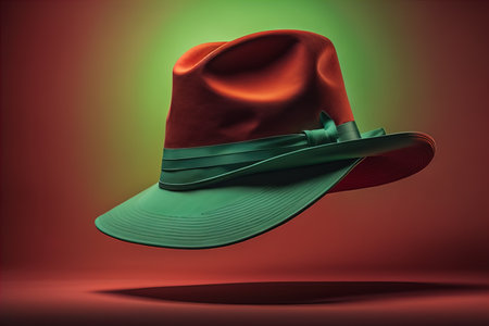 Fashionable hat on a solid color background. ai generativeの素材