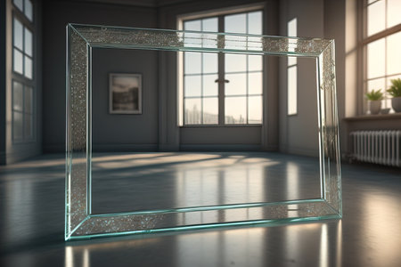 Glass picture frame on a solid color background. ai generativeの素材