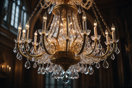 Luxury chandelier isolated on dark background. ai generativeの素材