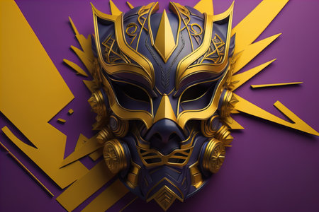 Mardi Gras mask isolated on solid color background. ai generativeの素材