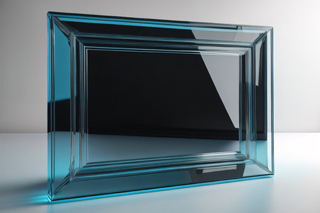 Glass picture frame on a solid color background. ai generativeの素材