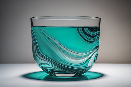 Colorful glass pot on a dark background. ai generativeの素材