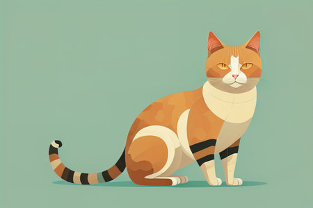 Cute cat sitting on the floor. Vector illustration in retro style. ai generativeの素材