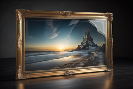 Glass picture frame on a solid color background. ai generativeの素材