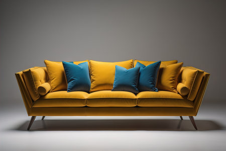 A creative, colourful, and stylish sofa in the interior, AI generatedの素材