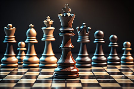 Different chess piece on a solid color background. ai generativeの素材