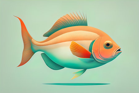 Illustration of a fish on a blue background, vector illustration. ai generativeの素材