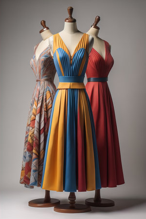 Women's dress on a mannequin in a fashion store. ai generativeの素材