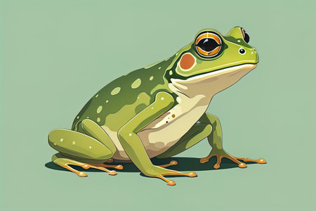 Frog on a green background. Vector illustration of a frog. ai generativeの素材