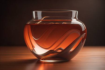 Colorful glass pot on a dark background. ai generativeの素材