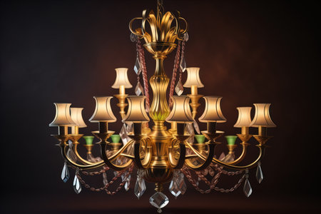 Luxury chandelier isolated on dark background. ai generativeの素材