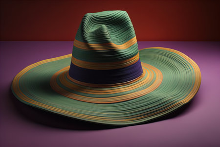 Fashionable hat on a solid color background. ai generativeの素材