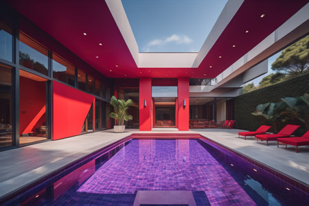 Swimming pool in a modern villa, ai generativeの素材