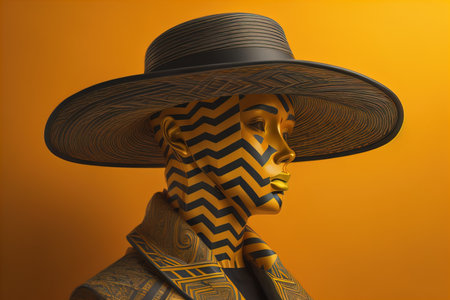 Fashionable hat on a solid color background. ai generativeの素材