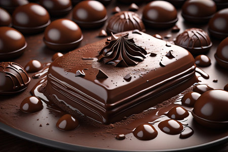 Chocolate truffles on a dark background. ai generativeの素材