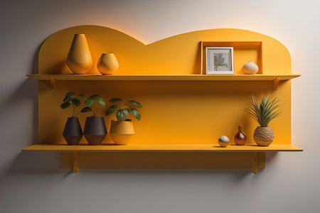 Bookshelf in scandinavian interior. ai generativeの素材