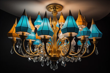 Luxury chandelier isolated on dark background. ai generativeの素材