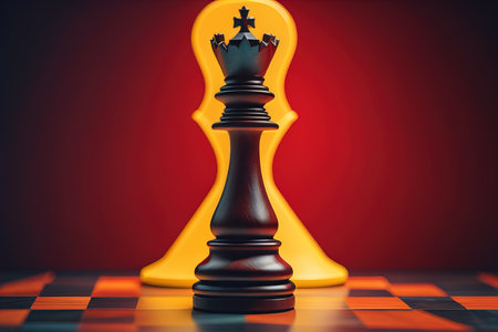 Different chess piece on a solid color background. ai generativeの素材