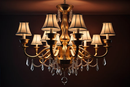 Luxury chandelier isolated on dark background. ai generativeの素材