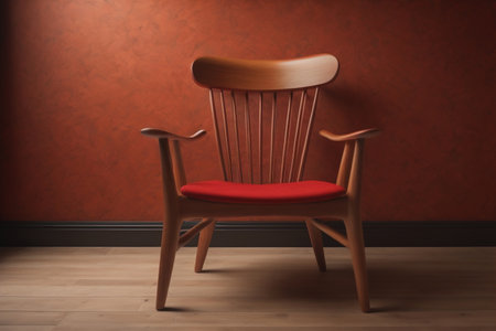 Wooden chair in the room. ai generativeの素材