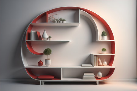 Bookshelf in scandinavian interior. ai generativeの素材
