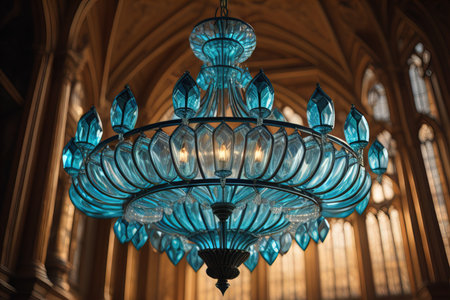 Luxury chandelier isolated on dark background. ai generativeの素材