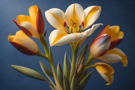 bouquet of white lilies on a solid color background. ai generativeの素材