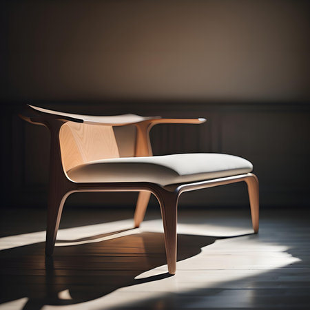 Wooden armchair in modern interior. generative aiの素材