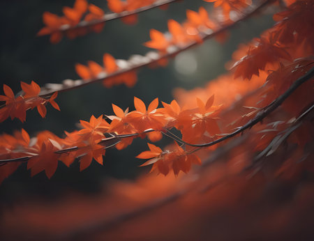 Autumn leaves in the forest. Autumn background. Shallow depth of field. generative aiの素材