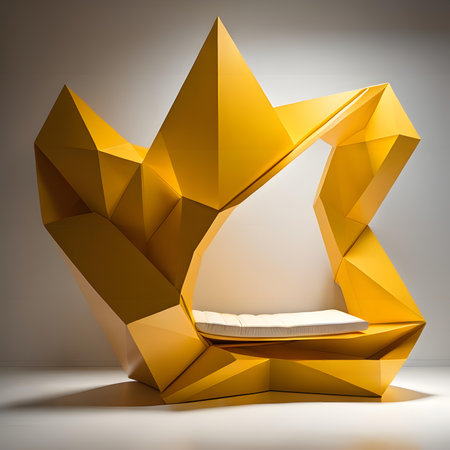 Abstract geometric background with golden podium. generative aiの素材