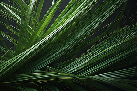 Palm leaves on dark background, close up. Tropical background. generative aiの素材