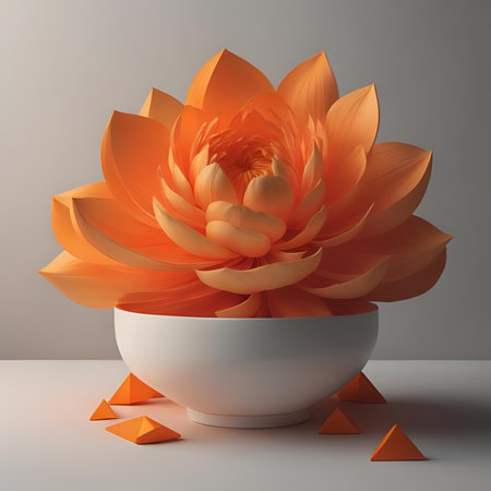 Orange flower in a pot on a gray background. generative aiの素材