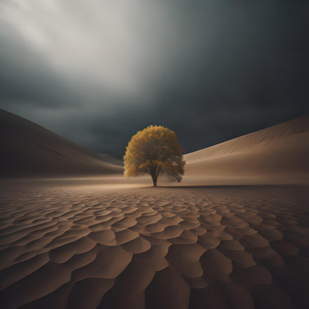 a lonely tree in the middle of the desert. generative aiの素材