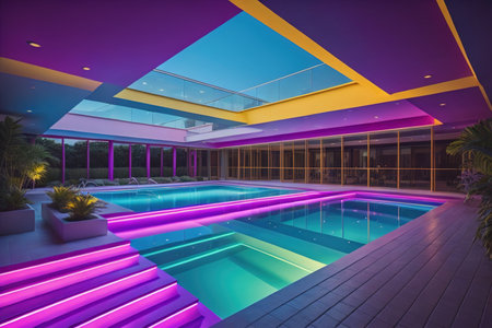 Swimming pool in a modern villa, ai generativeの素材