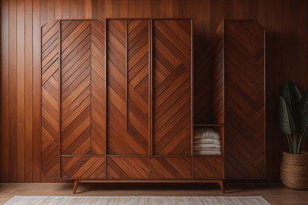 Wardrobe with clothes in the room. Toned image. ai generativeの素材