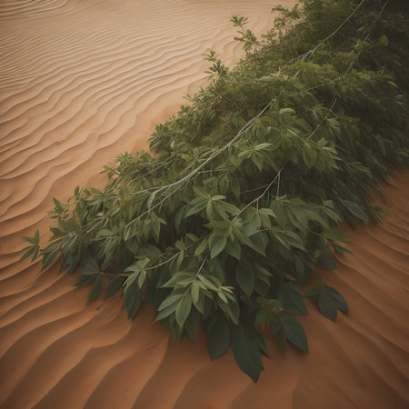 Green leaves in the desert, generative aiの素材